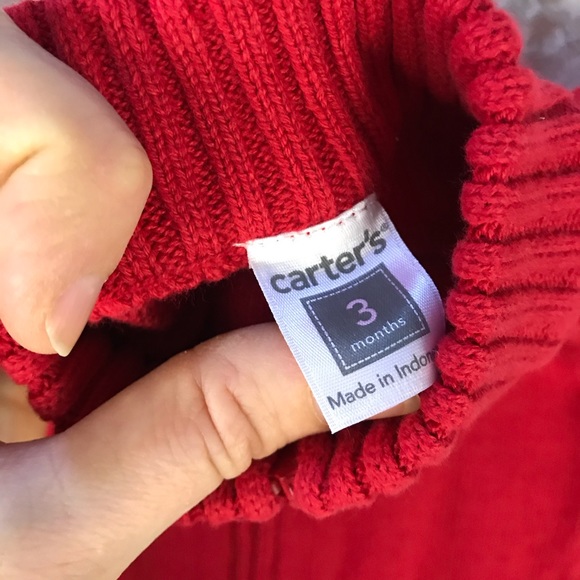 Carter’s Zip Up Sweater Red Gray Black 3 Months - Picture 4 of 5